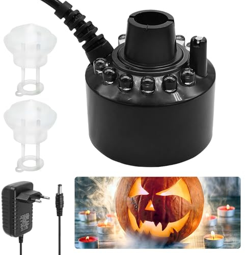 WIYETY Ultraschall Vernebler Halloween Mini Nebelmaschine, Ultraschall Nebelmaschine 12 LED ultraschall Nebelmaschine, DREI Helle Farben Kommt mit Ersatzteilen, Vernebler für Halloween Pumpkin