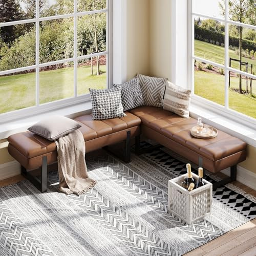 ZYKZYK Breakfast Nook Bench - 52 Backless Kitchen Banquette with Hidden Storage, Premium Faux Leather Seat for Dining Room & Entryway, Space-Saving Design