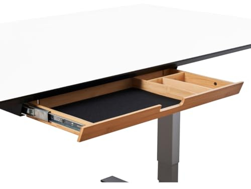 WIRSCHDA® Premium Unterbauschublade Bambus – Schreibtisch Organizer flach & ausziehbar | Untertisch Schublade für Homeoffice & höhenverstellbare Tische | Büro Ordnungssystem Holz
