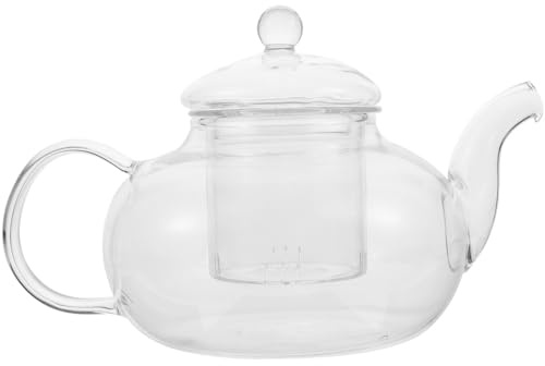 MOLUCKFU Tetera de Cristal Resistente al Calor de 800 Ml Tetera para Té de Hojas Sueltas Base Apta para Cocina de Inducción y Gas Hervidor de Vidrio para Calentar Té y Café Casa