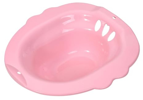 Perfeclan Sitzbadewanne für Toilette, Hüftbadewanne für Frauen & ältere Menschen, Bidet Einsatz mit Abflusslöchern, Toilettenwaschbecken Aufhängbar für Postpartale, Hämorrhoiden, Schwangere, Rosa II
