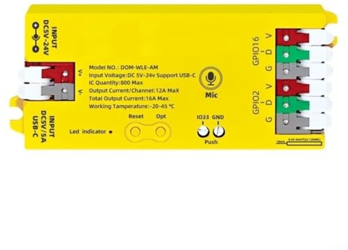 Für ESP32 Digitaler LED-Controller mit Mikrofon und USB-C 5V/5A DC5-24V Eingang, Wireless WLED Strip Control für Alexa Home App OTA Updates DIY Beleuchtungsprojekte (B)