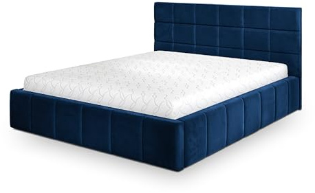 Masseno Polsterbett Verto K 200x200 cm, Doppelbett, Bettkasten, Stauraum, Lattenrost Und Kopfteil - Blau, Kronos 09