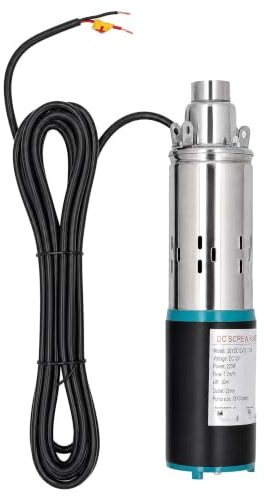 ZAICOLER 12 V DC Tauchbrunnenpumpe, Edelstahl-Tiefbrunnenpumpe, Bewässerungspumpe mit 7 M Netzkabel und 1-Zoll-Hakengelenk, Ideal für Bauernhof, Ranch und Zuhause