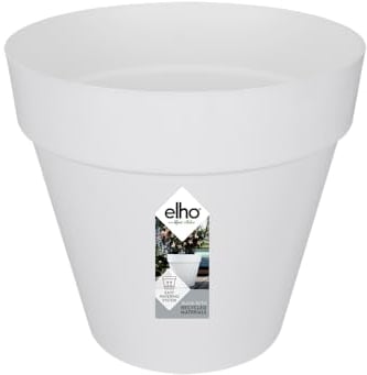 elho Loft Urban Rund 25 - Blumentopf für Außen - 100% recyceltem Plastik - Ø 24.5 x H 22.0 cm - Weiß/Weiss