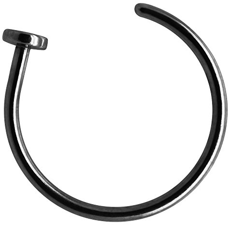 Soul-Cats Nasenpiercing Nasenring Fake Piercing Ring Hufeisen, Farbe: Schwarz;Durchmesser: 10 mm