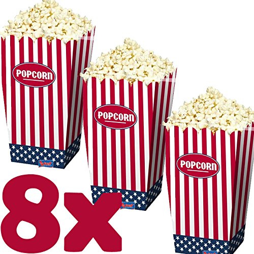 Folat Popcorn Box - 8x Pappe Tüten für Kindergeburtstag oder Mottoparty - Größe 9,5x9,5 cm - Kind - unisex - Keine Batterien erforderlich - Manuell - TOYS_AND_GAMES