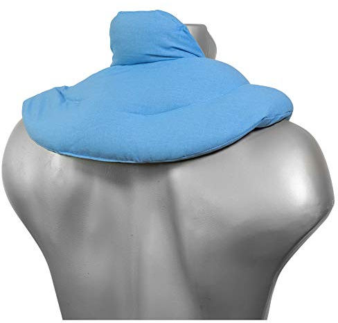 Coussin de nuque avec col montant - Bleu clair - Coussin aux noyaux de cerises - Coussin épaules et cou - Bouillotte micro-ondes