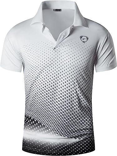 Jeansian Herren Summer Sportswear Wicking Breathable Short Sleeve Quick Dry Polo T-Shirts Tops LSL195 Whiteblack M