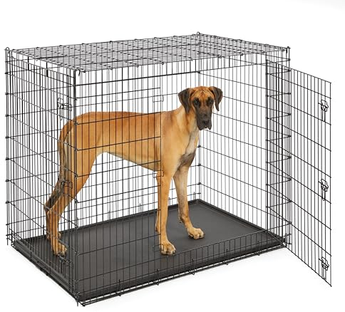 Midwest Homes for Pets Ginormous Double Door 137 cm (54 inch) Dog Crate for XXL Dogs Breeds; Great Dane, Mastiff, St. Bernard, Drop Pin Assembly Requires Two People; Divider Panel Not Included; Black; Model SL54DD