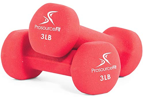 ProsourceFit Neoprene Dumbbell Coated for Non-Slip Grip, 3 lb, Rot