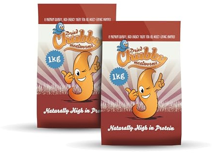 Chubby Mealworms (2 kg), Dried Mealworms For Wild Birds, Protein Rich High Energy Dried Mealworms for Birds