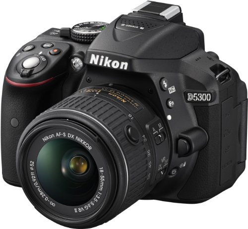 Nikon D5300 SLR-Digitalkamera (24,2 Megapixel, 8,1cm (3,2 Zoll) LCD-Display, Full HD, HDMI, WiFi, GPS, AF-System mit 39 Messfeldern) Kit inkl. AF-S DX 18-55 VR II Objektiv schwarz