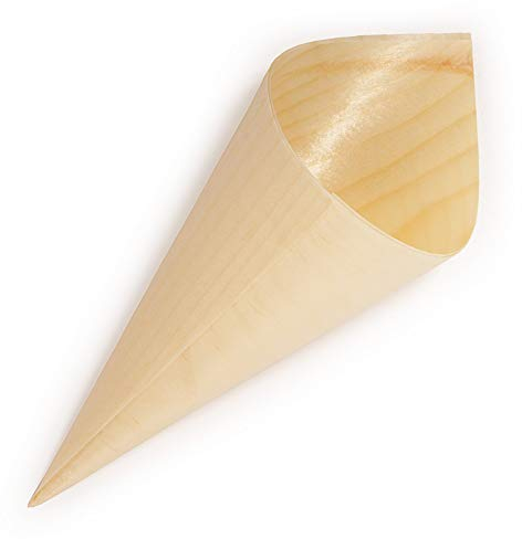 BambooMN Brand - 5.1 Tall x 2 Diameter Disposable Wood Cones - 300 Pieces