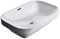 Durovin Bathrooms Semi Recessed Ceramic Basin - Self Rimming Inset Sink - Curved Rectangular with Overflow Slot - 610 x 405mm (WXD)