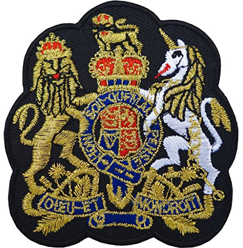 Königliches Wappen bestickter Aufnäher/Sticker zum Aufbügeln oder Aufnähen mit britischer Goldkrone
