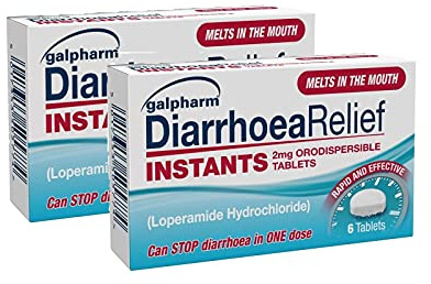 Galpharm Diarrhoea Relief Instant Melts 2mg Loperamide Orodispersible Tablets – 12 Tablets (2 x 6) Fast Acting Anti-Diarrhoea Tablets