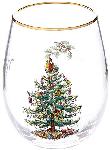Spode Christmas Tree Stemless Wine Glasses (Set of 4)
