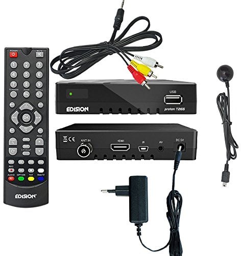Edision proton T265 Full HD Hybrid DVB-T2 Kabel-Receiver FTA HDTV DVB-C/DVB-T2 H.265 HEVC inkl. Cinch Kabel Adapter