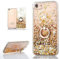 Hancda Phone Case for iPhone SE 2022 / iPhone SE 2020 /iPhone 8/iPhone 7 Case Cover Glitter Sparkle Liquid Sparkly Hard Back Transparent Silicone Clear Soft Bumper Case with Ring Holder Stand,Gold