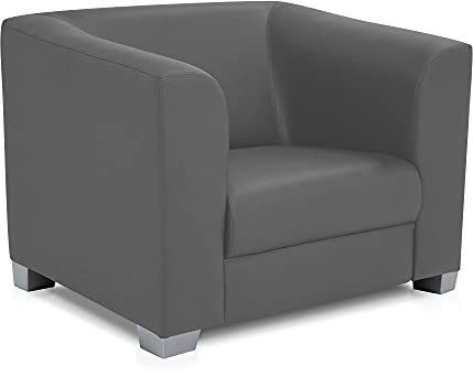 moebel-eins Chicago Sessel Cocktailsessel Polstersessel Sessel Clubsessel, Material Kunstleder, grau