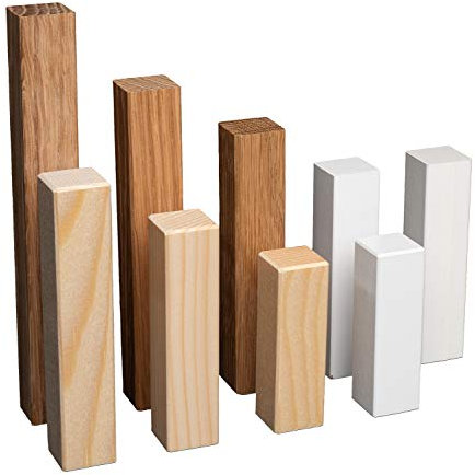REESE | Universal Sockelleisten | Ecken Eckblöcke Ecktürme Eckstäbe für alle Fussleisten | ohne Fase | 65 mm | Fichte natur lackiert