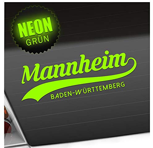 Kiwistar - Autoaufkleber - Mannheim Baden-Württemberg - Neongrün - 60x20cm - Aufkleber für Auto, Laptop, Fahrrad, LKW, Motorrad Mehrfarbig JDM Decal Racing