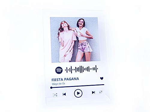 Oedim Placa Metacrilato Música Spotify Personalizado | Fabricado en Metacrilato 4mm | 19,5 x 28,2cm | Efecto Espejo | con Código de Spotify y con Apoyo