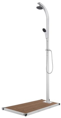 vidaXL Gartendusche mit Brauner Bodenplatte 220 cm Aluminium