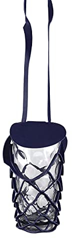 VINSTRIP® DUBBEGLAS Dubbeglas-/Bierflaschenhalter zum Umhängen mit Schutzdeckel - Getränkehalter - praktischer Netzglashalter zum Umhängen für Festivals, Picknicks, Junggesellenabschiede, Partys