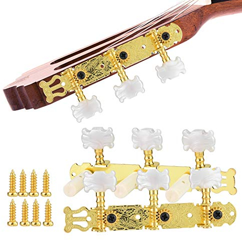 Gitarren Stimmwirbel, 4,5x1,6x1,6 Zoll Klassische Gitarren Stimmgeräte Metall Mechanische Köpfe 3R 3L Stimmschlüssel Saitenwirbel Musikinstrumente Zubehör mit 8 Schrauben für Akustik Folk E Gitarre
