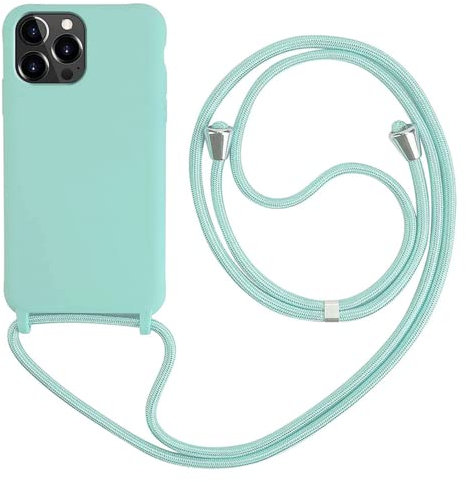 MEVIS Coque Compatible avec iPhone 13 Pro,Collier pour Étui Colliers de cellulaire Mince Antichoc Réglable Lanyard Case-Vert Clair