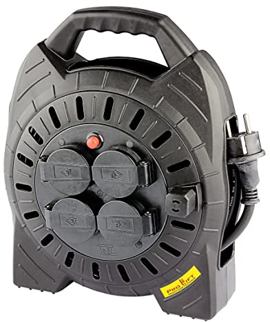 Pro-Lift-Montagetechnik Kabeltrommel 230V Verlängerungskabel Stromkabel 10m mit 4 Steckdosen und Sicherung