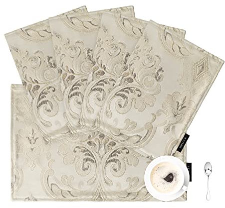 TOPLUXE Sets de Table en Tissu 30x45cm Lot de 4, Sets de Table Lavable, Décoration pour Table à Manger/Restaurant/Fête (4 Pièces, Champagne Clair)