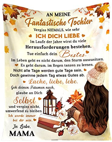 Kuscheldecke Personalisierte Decke Geschenk An Meine Tochter Von Mama,Mutter Zu Tochter Brief Decke,Super Weiche Decke Flanell für Tagesdecke Wohnzimmerdecke Tv-Decken,Mutter zu Tochter F,150*200CM