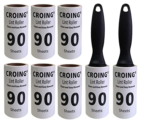 CROING 𝑭𝒖𝒔𝒔𝒆𝒍𝒓𝒐𝒍𝒍𝒆 (720 Blätter) Extra Klebrige Lint Roller, Fusselrolle Tierhaare Geeignet für Kleidung, Haare, Katzenhaare, Hundehaare