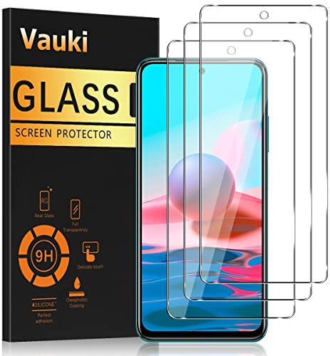 Vauki 3 Unidades Protector Pantalla para Xiaomi Redmi Note 10 4G/ Note 10S Cristal Templado 9H Dureza Ultra HD Resistent Antiarañazos Antihuellas Sin Burbujas Transparent Vidrio 6,43