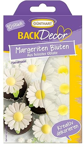 Günthart BackDecor | Margeriten Blüten aus feinster Oblate | geeignet auch für Kuchen oder Cupcakes