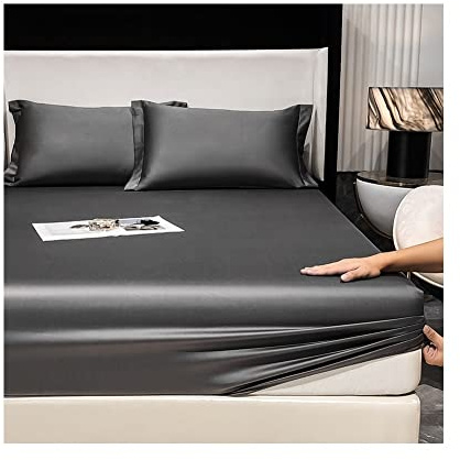 Satin Spannbettlaken Spannbetttuch 120x200cm Small Double Fitted Sheet Bettlaken 100% coton à fibres longues Fadendichte 500 Superweiches für bis 30cm Matraze ( Color : Graey , Size : 120x200+30cm )