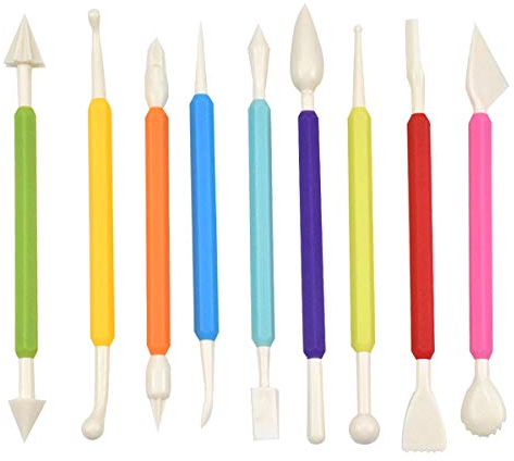 Focenat 9 Pcs Fondant Tools for Cake Decorating, Icing and Modelling Tools, Cake Decorating Tools, Sugar Sculpture Tools Kit for Flower Paste