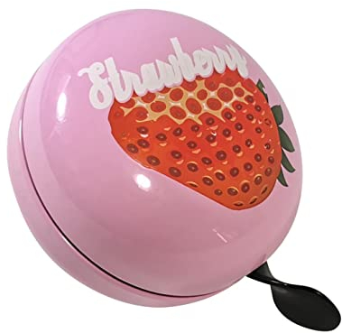 Fahrradklingel Laut XXL Ding Dong 80mm - Groß für Mädchen - Glocke Fahrradglocke - Fahrradhupe (Pink - Erdbeere)