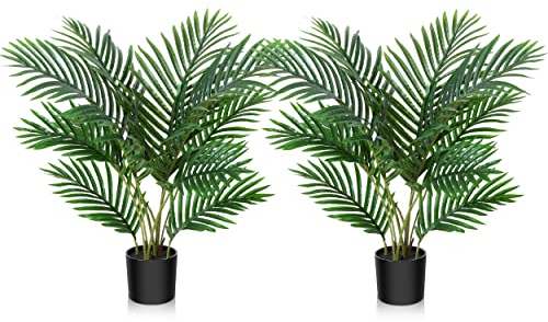 Fopamtri Plante Artificielle Palmier Artificiel de 60CM en Pot Fausse Plante Verte Décoration pour Intérieur Extérieur Maison Chambre Salon Balcon Cour Jardin, 2 Pack