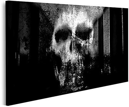 Bild auf Leinwand Totenkopf des Horrors Hintergrund Schwarz und Weiß für Halloween Konzept und Filmplakat Projekt Bilder Drucke Kunst Poster Wandbild