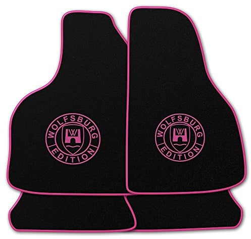AUTOTEPPICH-Stylers Velours Fußmatten VW Golf 1 Cabriolet, Schwarz, Pink