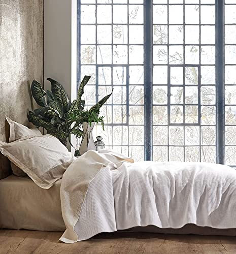BOHORIA® Kuscheldecke Soft Waffle 110x170cm | Winterdecke flauschig für Sofa, Sessel & Bett | Baum-Wolldecke Sofadecke Wohndecke (Pearl, 110 x 170 cm)