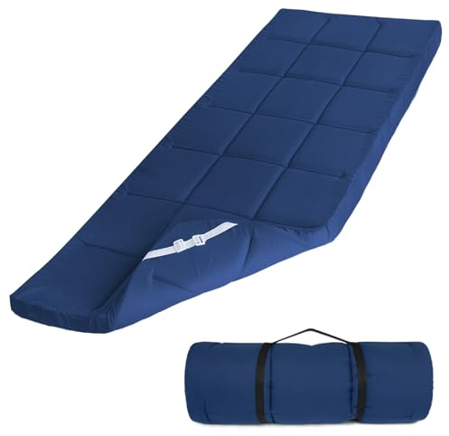 Cot Mattress Topper (Improved Thickness), Foam Quilted Cot Pads for Camping, Soft Comfortable Sleeping Cot Mattress Pad Only, Camping Mattress Pad 75x30 for Camp Cot/Rv Bunk/Narrow Twin Beds, Navy