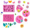 Taicols 5 Stück 3D Silikonform, Blumen Silikonform, Blätter, Rose, Schmetterling Fondant Silikonformen, Backform Silikon Kuchen Dekoration, für Schokolade, Süßigkeiten, Gelee, Seife