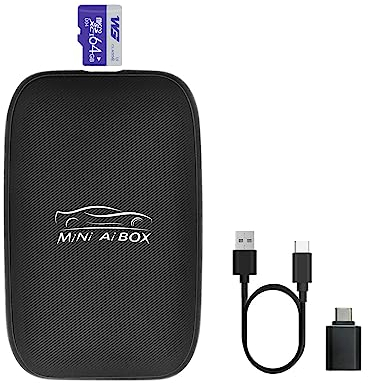 Woibugee Netflix YouTube Android Auto Wireless Carplay Adapter mit 64G Mirco SD-Karte, Plug & Play Carplay Wireless Dongle mit Eine Geschenkauswahl für Ehemänner, Ehefrauen, Väter und Freunde