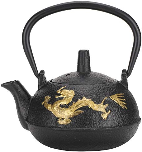 TOPINCN Iron Teapot Ornaments Kung Fu Present Gift Kettle Cast Iron Pot Pig Iron Pot Japanese Style Set 0.3L Dragon Gold Decorations Painting Tools