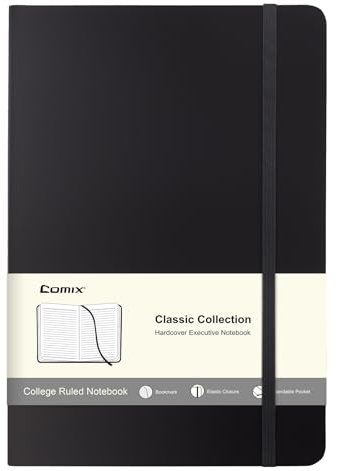 Comix taccuino A5 per adulti, quaderno appunti con 240 Pagine, adatto per scrivere e annotare in ufficio, a scuola e a casa, copertina rigida, a righe 14 x 21,1 cm